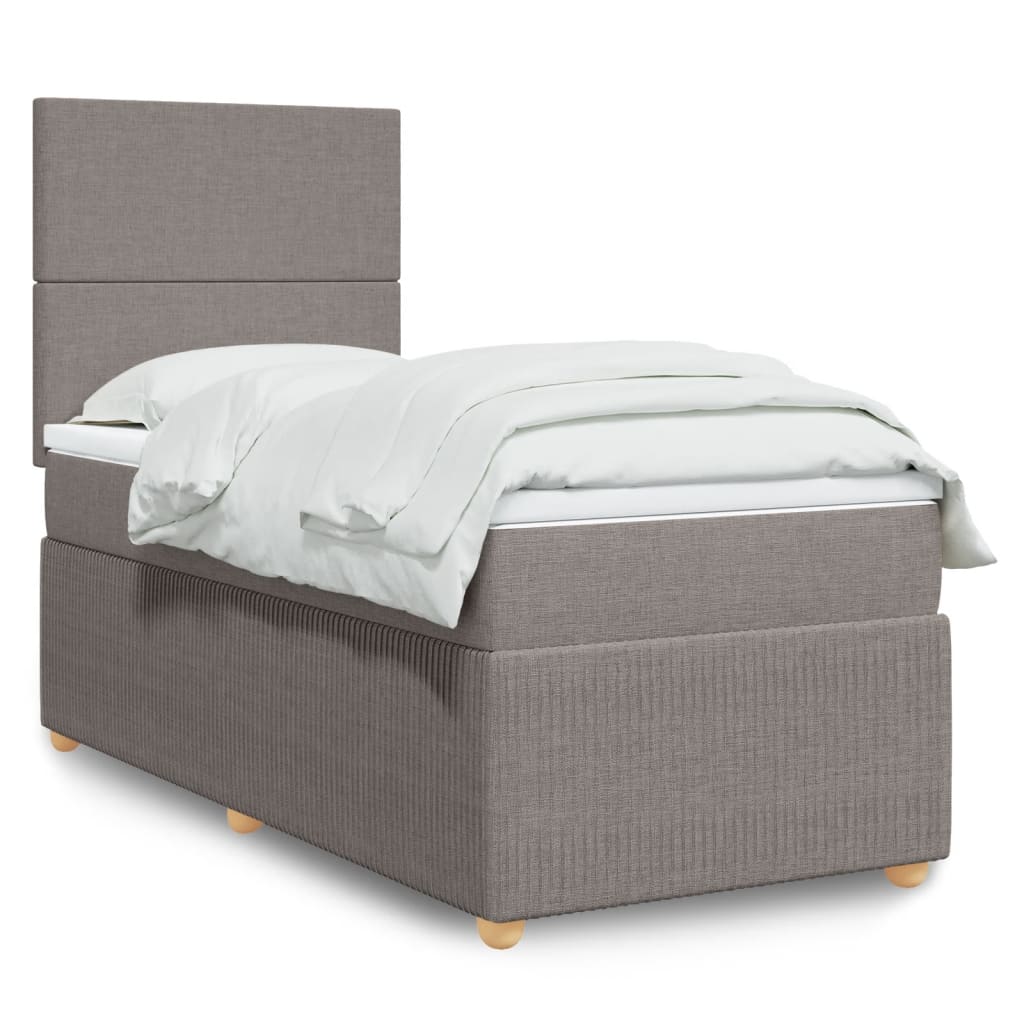 vidaXL Boxspringbett mit Matratze Taupe 80x200 cm Stoff