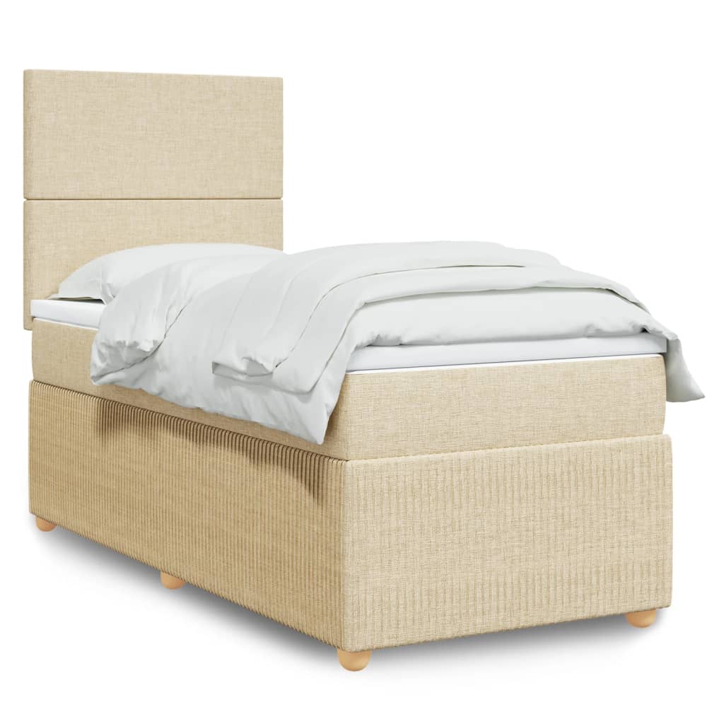 Boxspringbett mit Matratze Creme 80×200 cm Stoff