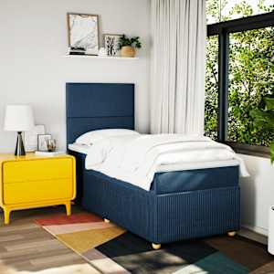 Box spring postel s matrací modrá 80x200 cm textil - obrázek 3