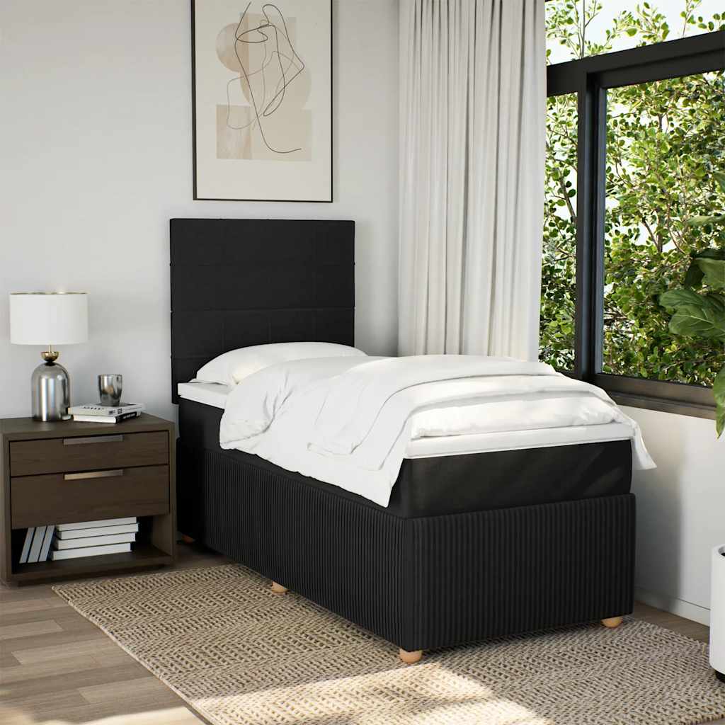 vidaXL Pat box spring cu saltea, negru, 80x200 cm, textil