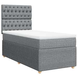 Box spring postel s matrací světle šedá 80 x 200 cm textil - obrázek 2