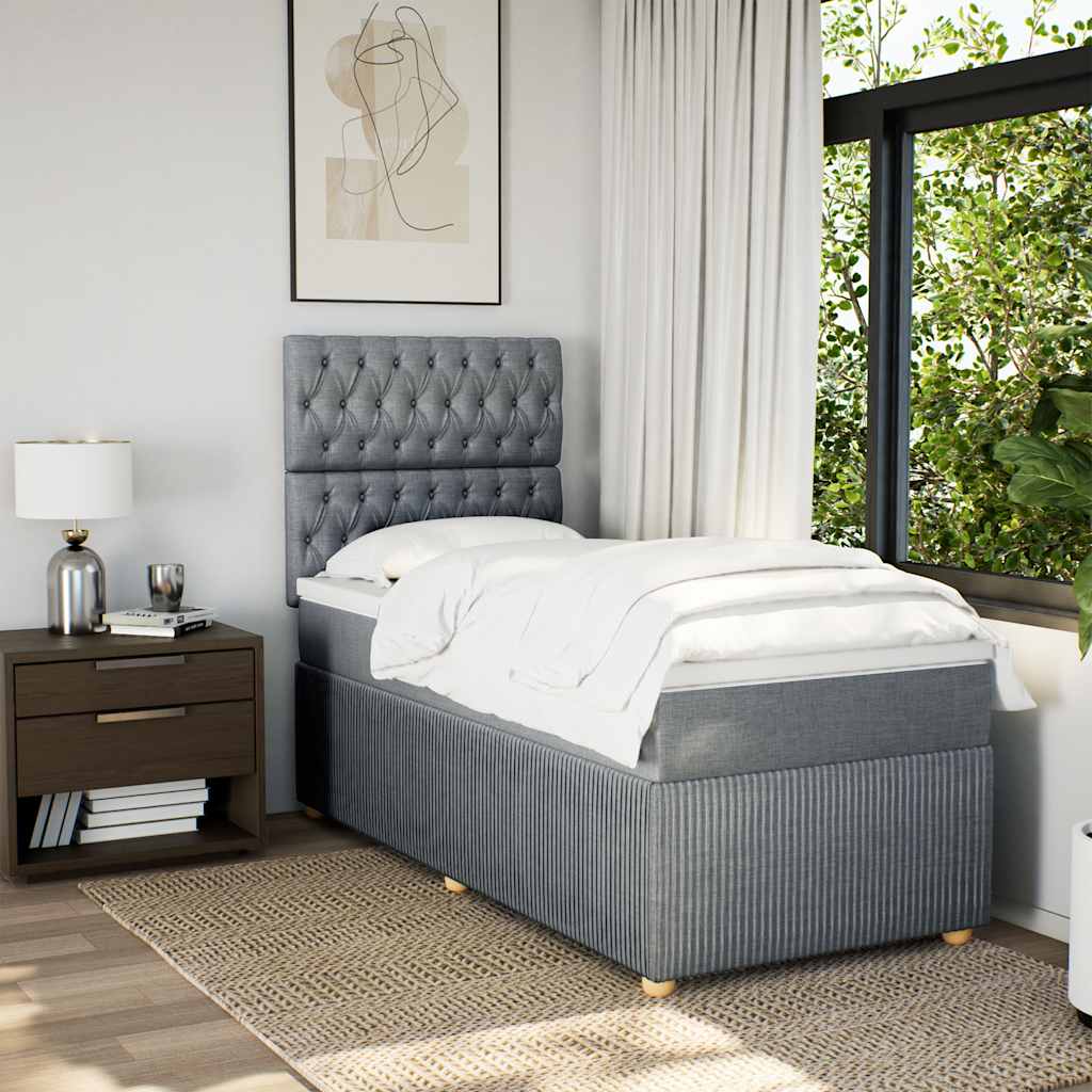 vidaXL Boxspring met matras stof lichtgrijs 80x200 cm afbeelding