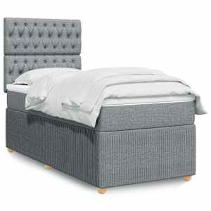 Box spring postel s matrací světle šedá 80 x 200 cm textil - obrázek 1