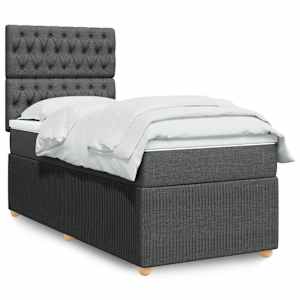 Box spring postel s matrací tmavě šedá 80 x 200 cm textil - obrázek 1