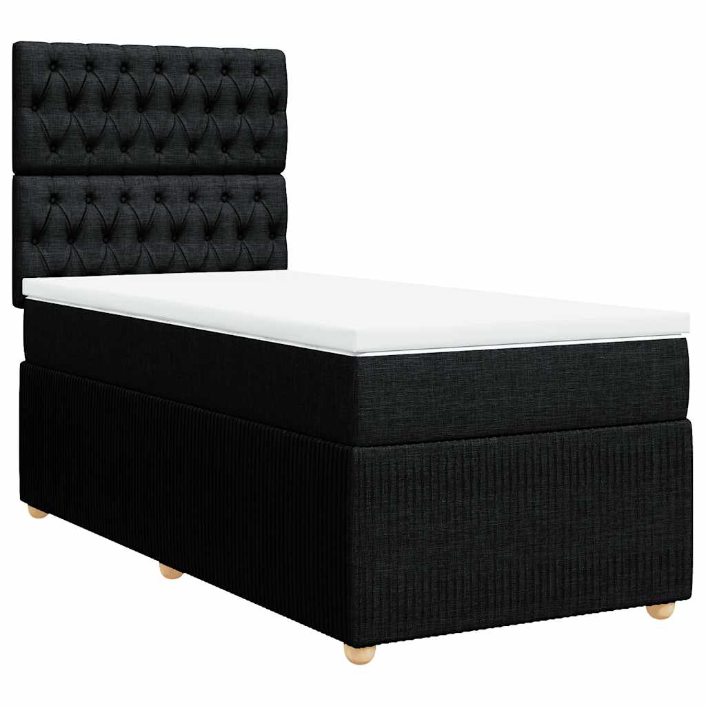 vidaXL Pat box spring cu saltea, negru, 80x200 cm, textil