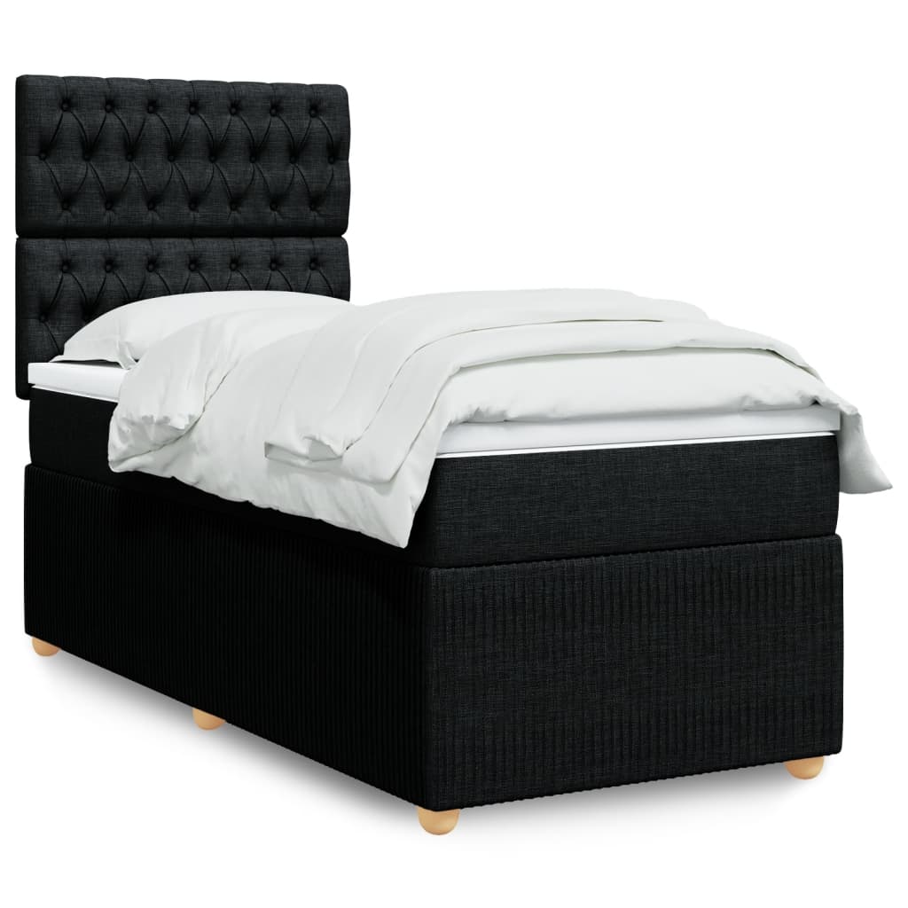 Boxspringbett mit Matratze Schwarz 80×200 cm Stoff