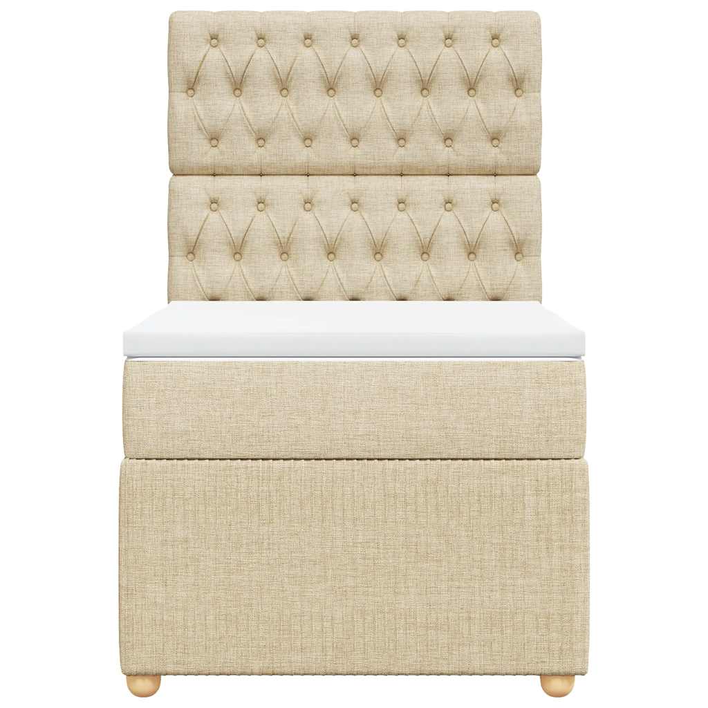 vidaXL Boxspring met matras stof crèmekleurig 80x200 cm, foto 4