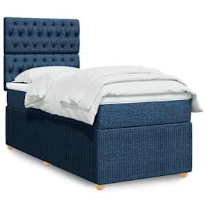 Box spring postelja z vzmetnico modra 80x200 cm blago