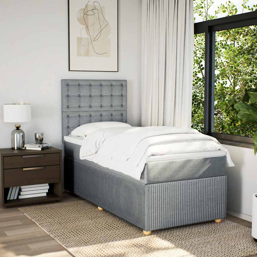 vidaXL Boxspring met matras stof lichtgrijs 80x200 cm afbeelding