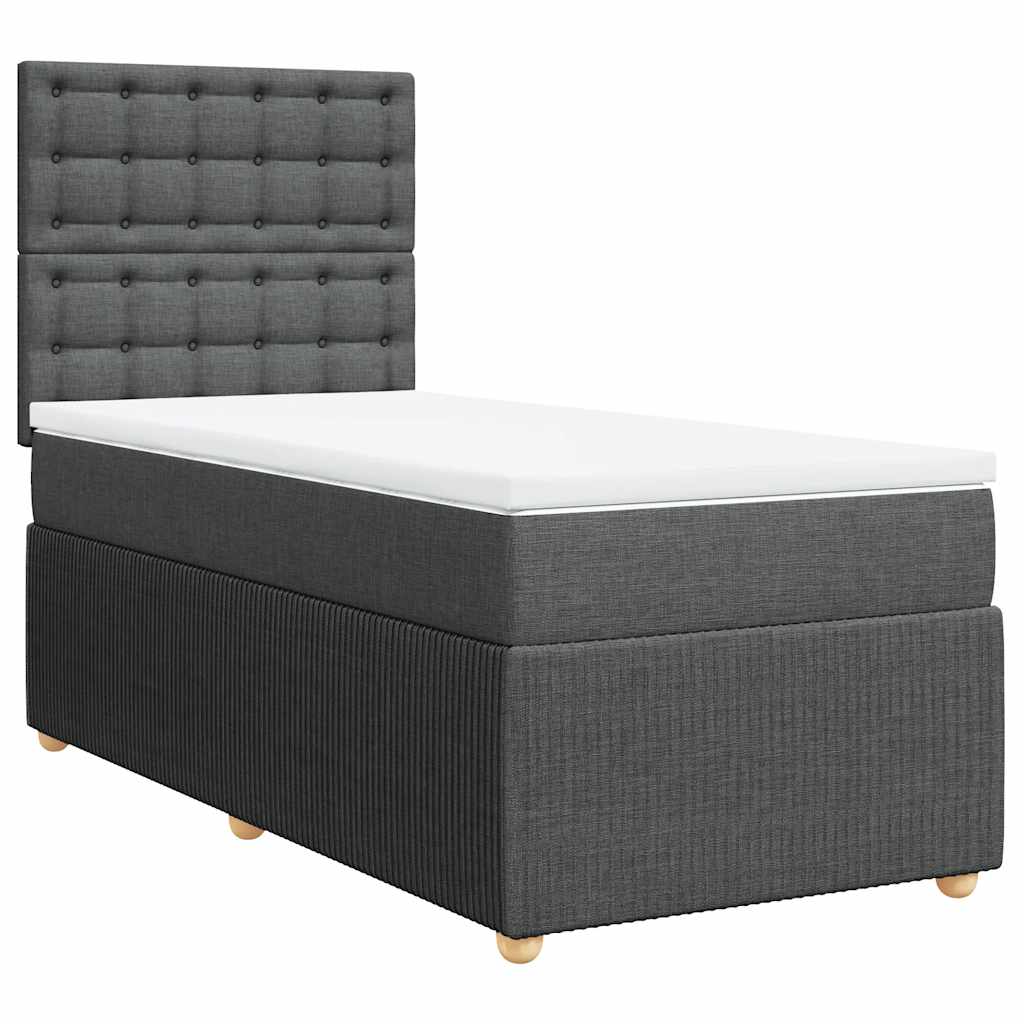 E-shop vidaXL Posteľný rám boxsping s matracom tmavosivý 80x200 cm látka