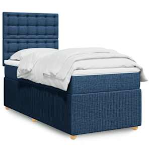 Box spring postelja z vzmetnico modra 80x200 cm blago
