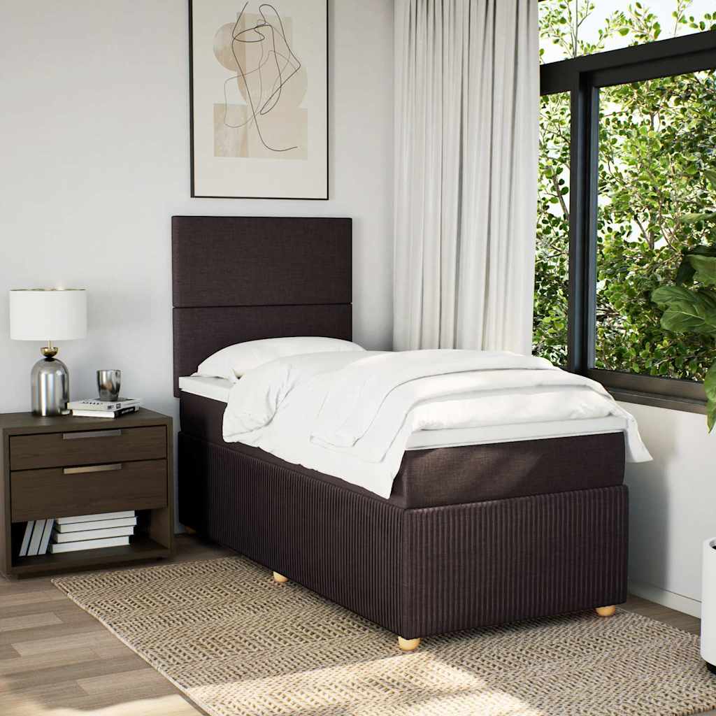 vidaXL Boxspring met matras stof donkerbruin 90x190 cm afbeelding