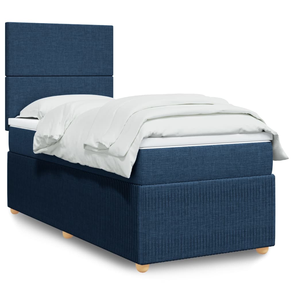 vidaXL Boxspringbett mit Matratze Blau 90x190 cm Stoff