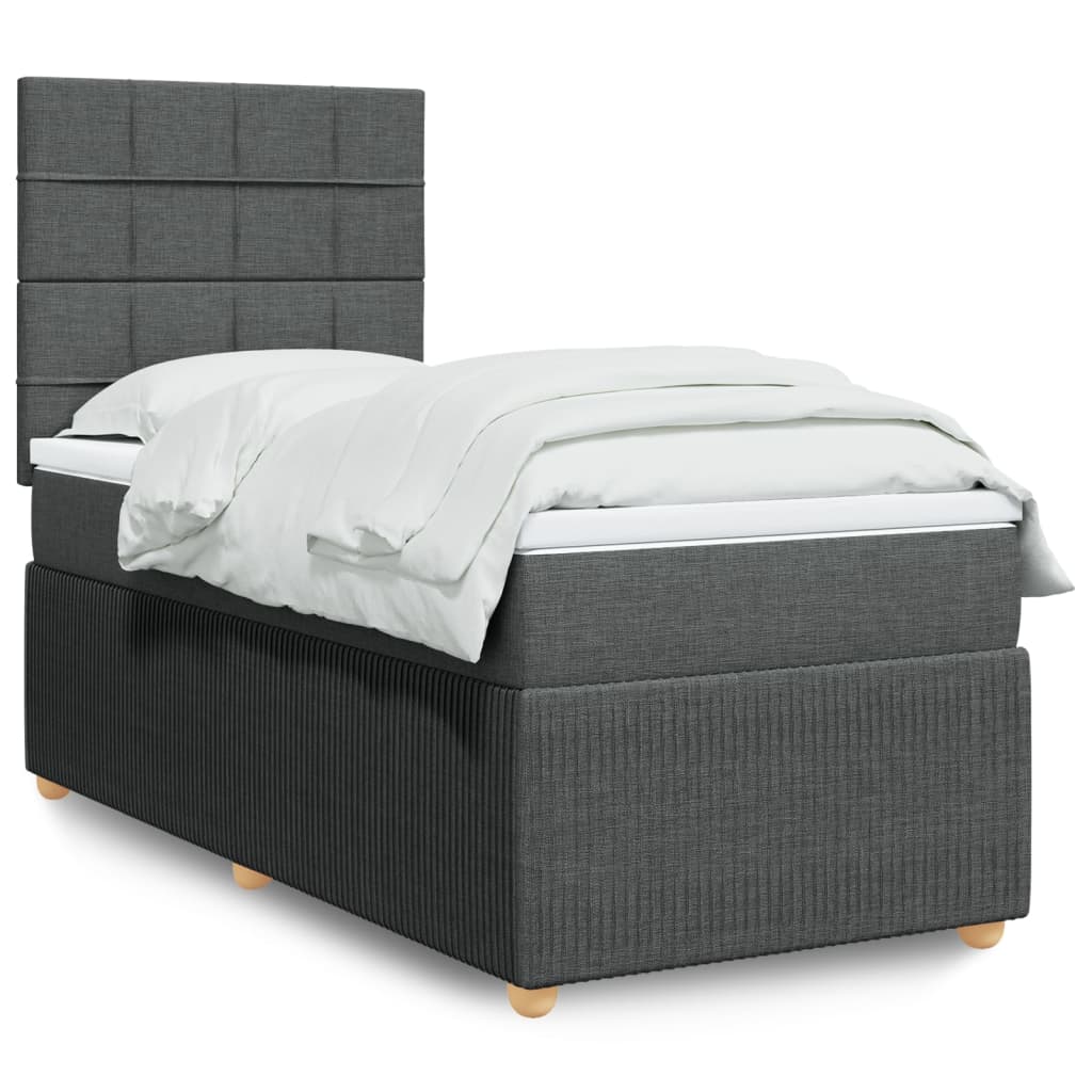 Boxspringbett mit Matratze Dunkelgrau 90×190 cm Stoff