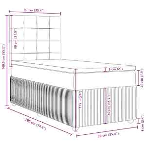 Box spring postel s matrací tmavě hnědá 90x190 cm textil - obrázek 13