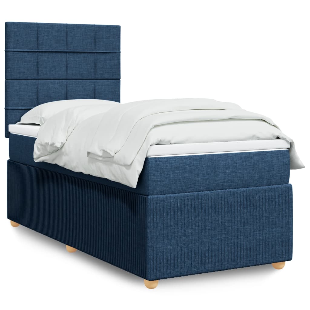 Boxspringbett mit Matratze Blau 90×190 cm Stoff