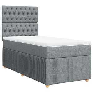 Box spring postel s matrací světle šedá 90x190 cm textil - obrázek 2