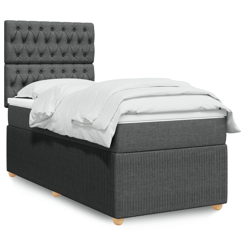 Boxspringbett mit Matratze Dunkelgrau 90×190 cm Stoff