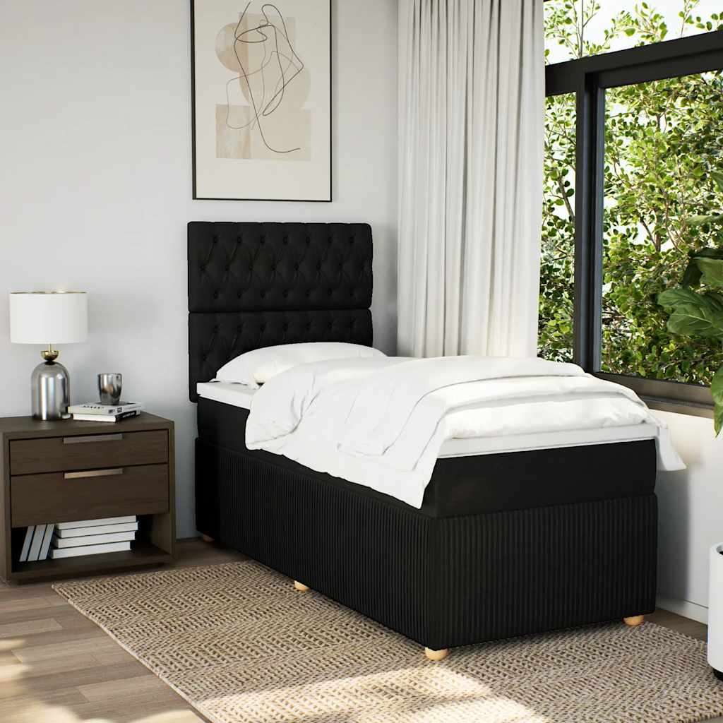 vidaXL Boxspring met matras stof zwart 90x190 cm afbeelding