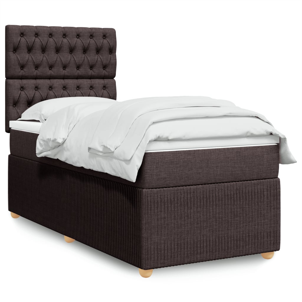 Boxspringbett mit Matratze Dunkelbraun 90×190 cm Stoff