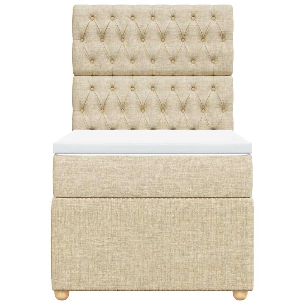 vidaXL Boxspring met matras stof crèmekleurig 90x190 cm, foto 4