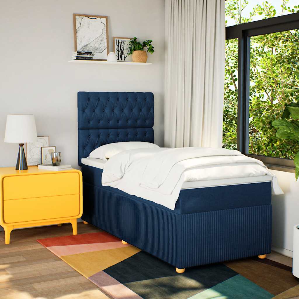 Thumbnail - vidaXL Boxspringbett mit Matratze Blau 90x190 cm Stoff