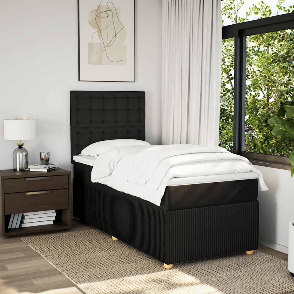 vidaXL Boxspring met matras stof zwart 90x190 cm afbeelding