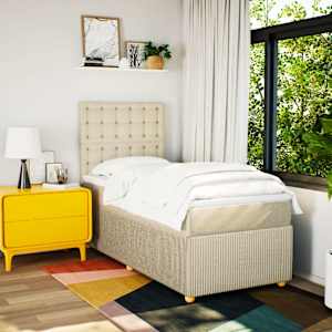 Box spring postel s matrací krémová 90x190 cm textil - obrázek 3