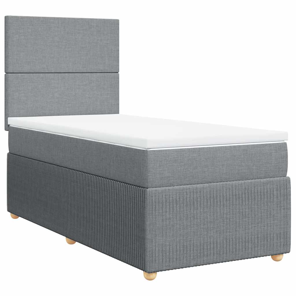 Thumbnail - vidaXL Boxspringbett mit Matratze Hellgrau 90x200 cm Stoff