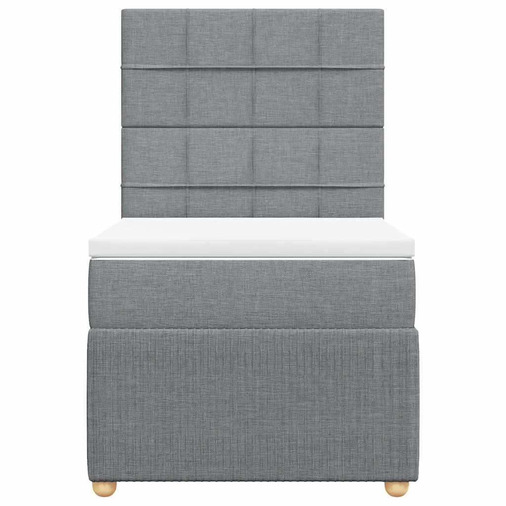 vidaXL Boxspring met matras stof lichtgrijs 90x200 cm grijs, foto 4