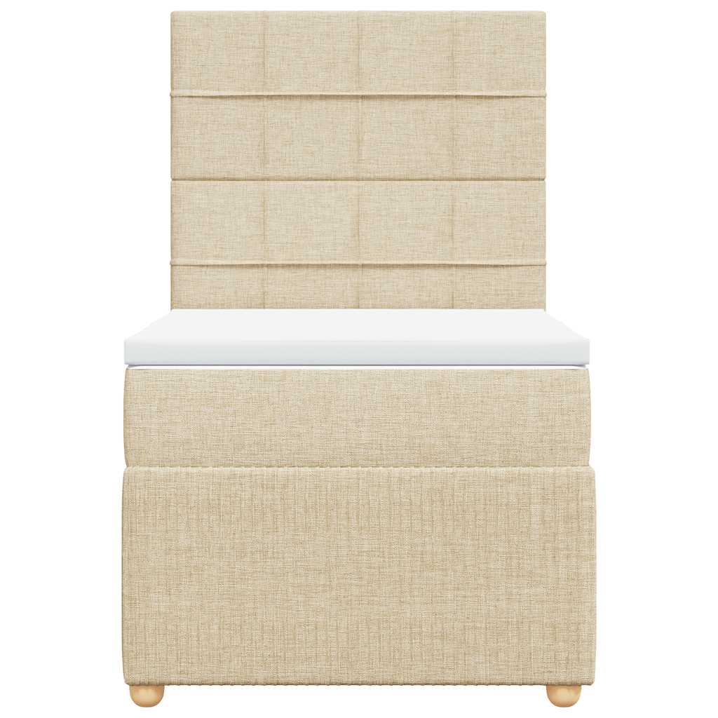 vidaXL Boxspring met matras stof crèmekleurig 90x200 cm, foto 4