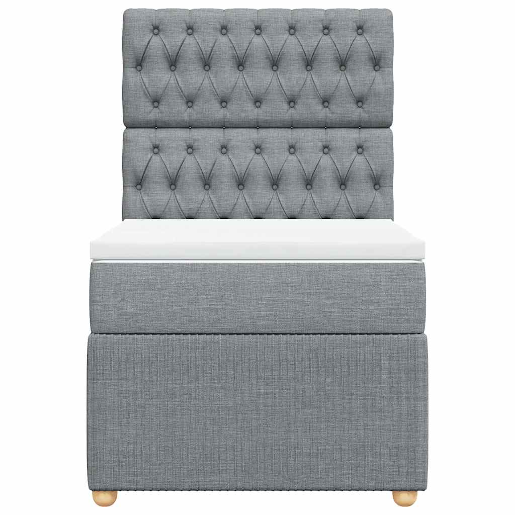 vidaXL Boxspring met matras stof lichtgrijs 90x200 cm grijs, foto 4