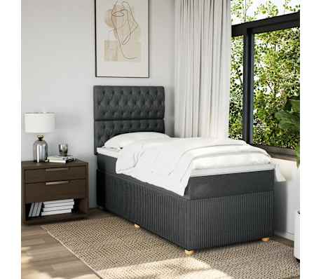 vidaXL Krevet s oprugama i madracem tamnosivi 90x200 cm od tkanine