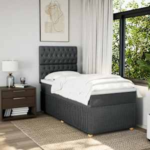 vidaXL Krevet s oprugama i madracem tamnosivi 90x200 cm od tkanine