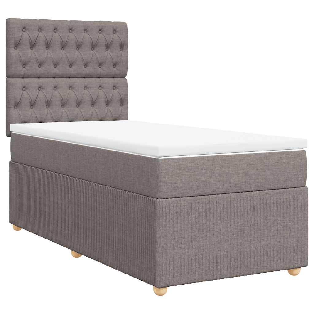 vidaXL Boxspring met matras stof taupe 90x200 cm, foto 3