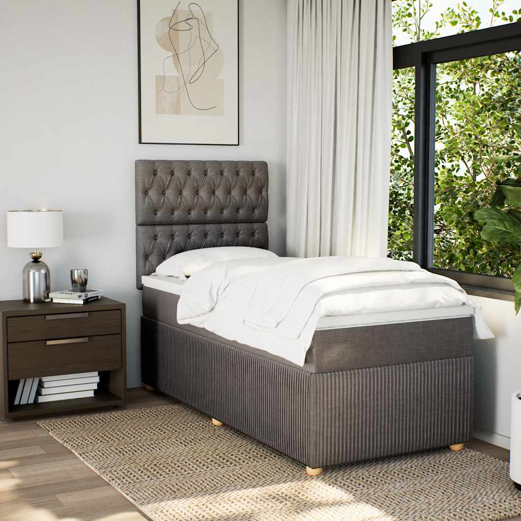 vidaXL Boxspring met matras stof taupe 90x200 cm afbeelding
