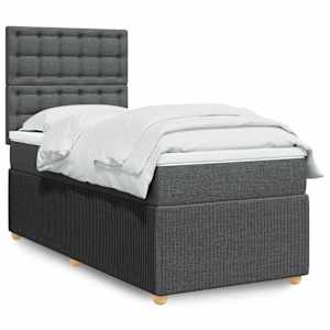 Box spring postelja z vzmetnico temno siva 90x200 cm blago