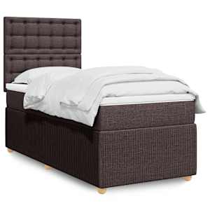 Box spring postelja z vzmetnico temno rjava 90x200 cm blago