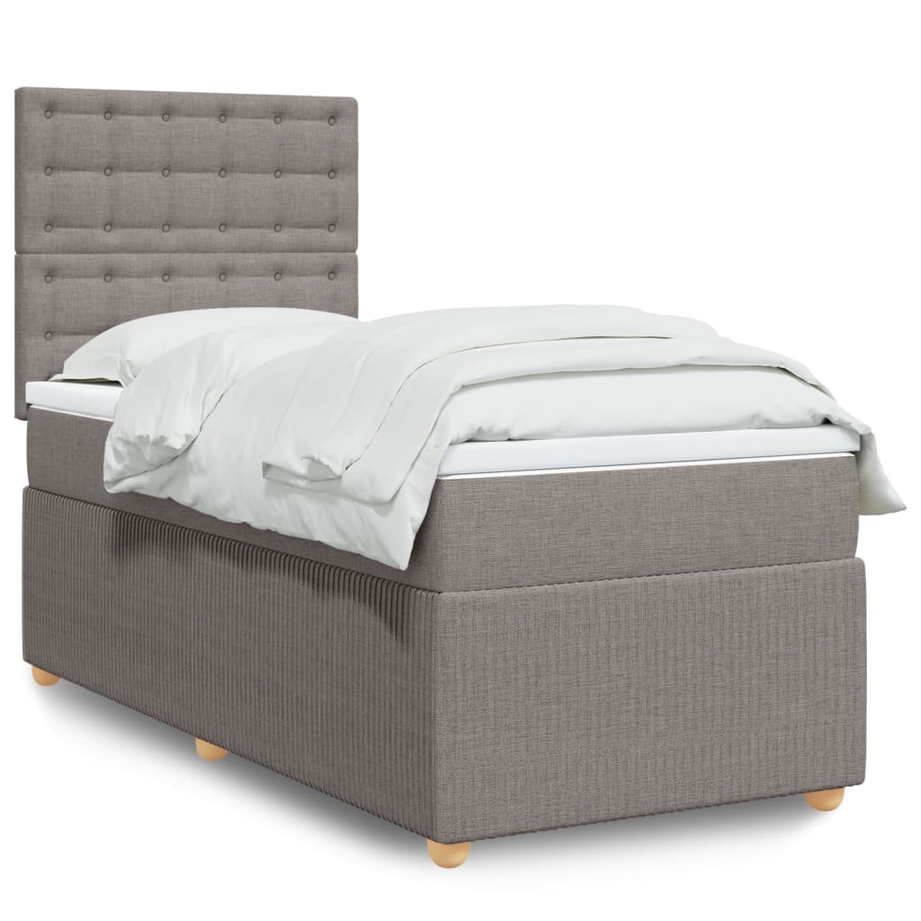 Boxspringbett mit Matratze Taupe 90×200 cm Stoff