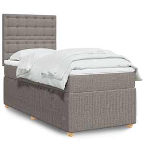 Box spring postelja z vzmetnico taupe 90x200 cm blago