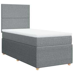 Box spring postel s matrací světle šedý 100 x 200 cm textil - obrázek 2