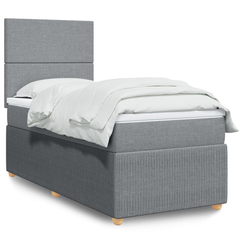 Boxspringbett mit Matratze Hellgrau 100×200 cm Stoff