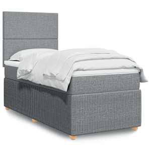 Box spring postelja z vzmetnico svetlo siv 100x200 cm blago