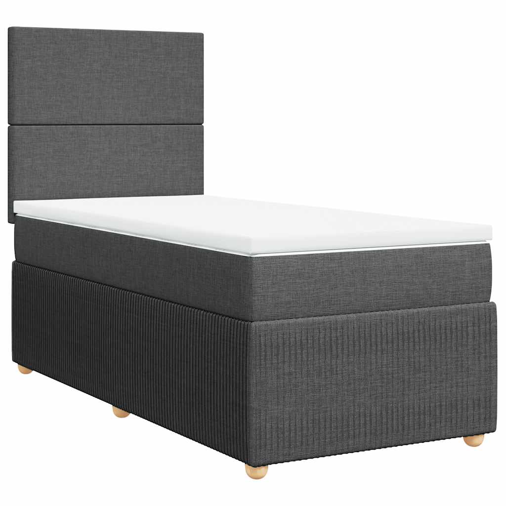 vidaXL Boxspring met matras stof donkergrijs 100x200 cm grijs, foto 3