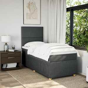 Box spring postel s matrací tmavě šedá 100 x 200 cm textil - obrázek 3