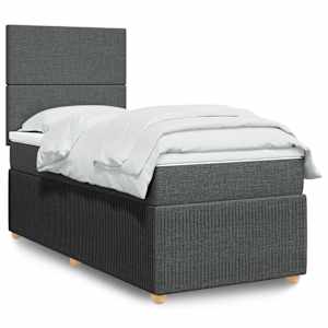 Box spring postelja z vzmetnico temno siva 100x200 cm blago