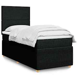 Box spring postel s matrací černá 100 x 200 cm textil - obrázek 1