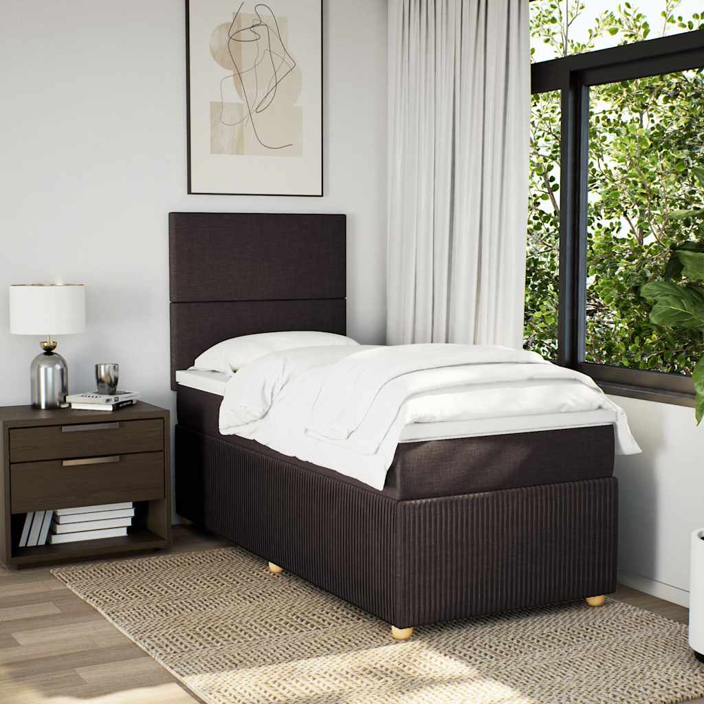vidaXL Boxspring met matras stof donkerbruin 100x200 cm afbeelding