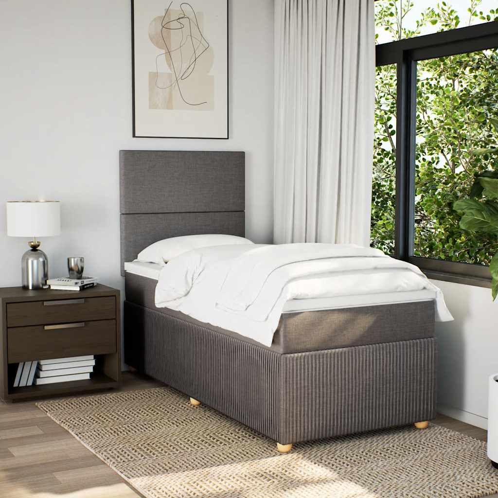 vidaXL Boxspring met matras stof taupe 100x200 cm afbeelding
