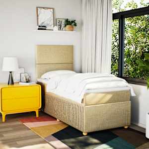 Box spring postel s matrací krémová 100 x 200 cm textil - obrázek 3